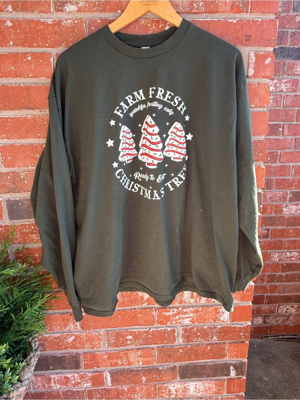 Farm Fresh Christmas Tree Graphic Long Sleeve  - Deep Green